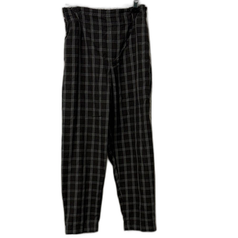 LOFT Women's Charcoal and Black Checkered Straight Leg Pants Size SM